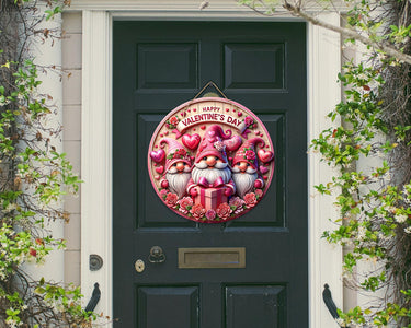 Valentine Gnome Colorful Door Hanger - Bright Wooden Sign, Fun Home Decor for Front Door, Seasonal & Year-Round Use, Vibrant Entryway Accent